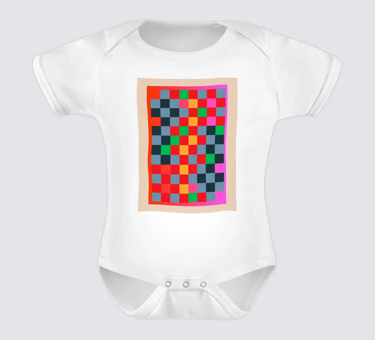 Scacchiera colorata body neonato maniche corte da Gaite