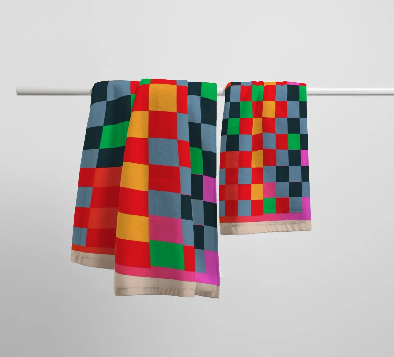 Scacchiera colorata asciugamano da bagno da Gaite