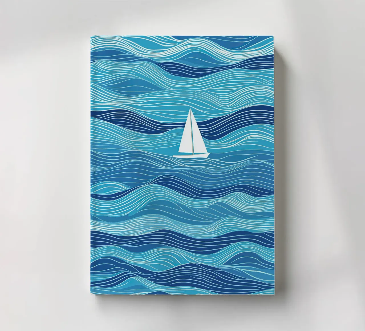 Voilier dans les vagues | Lineart en bleu et blanc carnet de notes de Autofocus