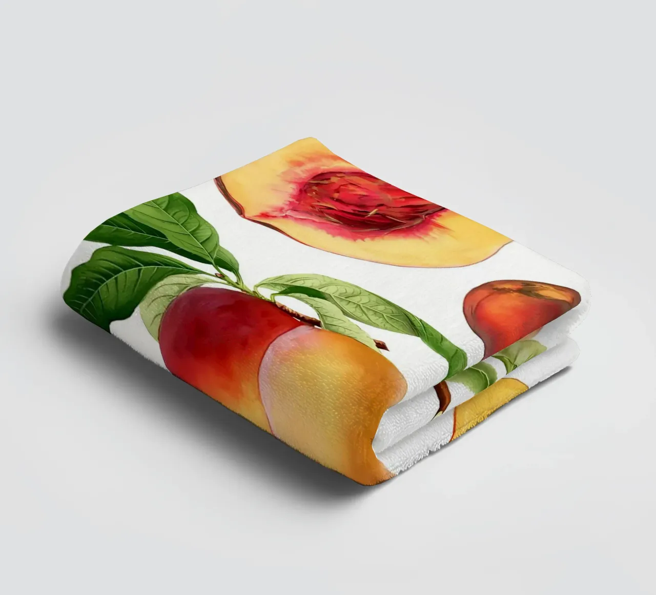 Hand gezeichnet frischen Pfirsich Set über Obst, Jahrgang, Blätter, des Handtuch von Manhmai