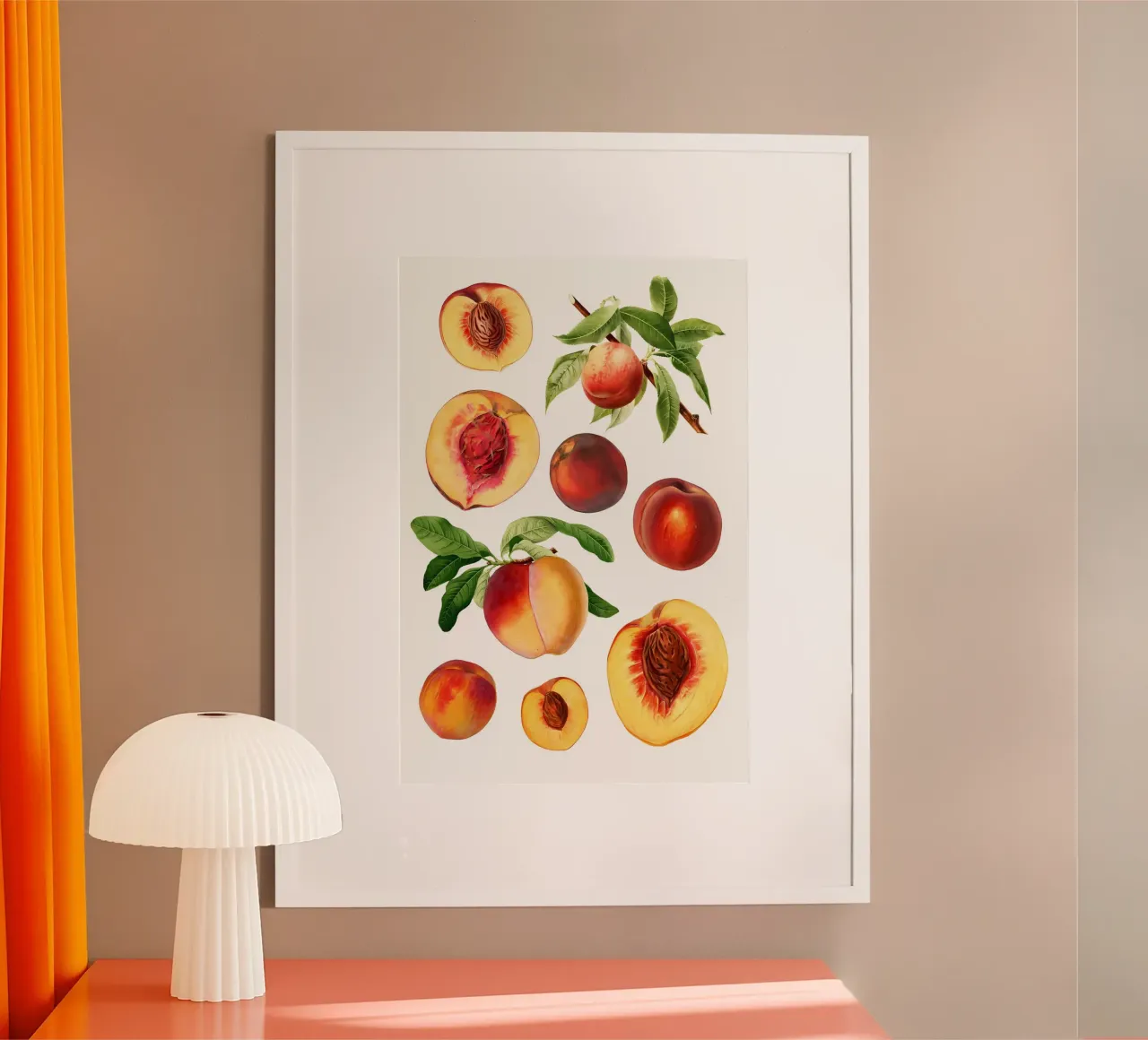 Hand gezeichnet frischen Pfirsich Set über Obst, Jahrgang, Blätter, des Hahnemühle von Manhmai