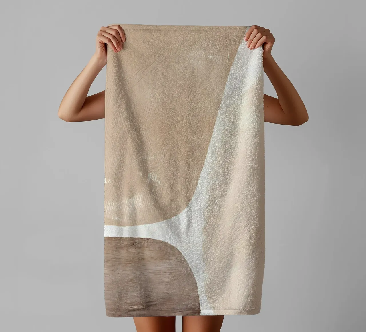 Macchie di colore beige asciugamano da bagno da mitaco
