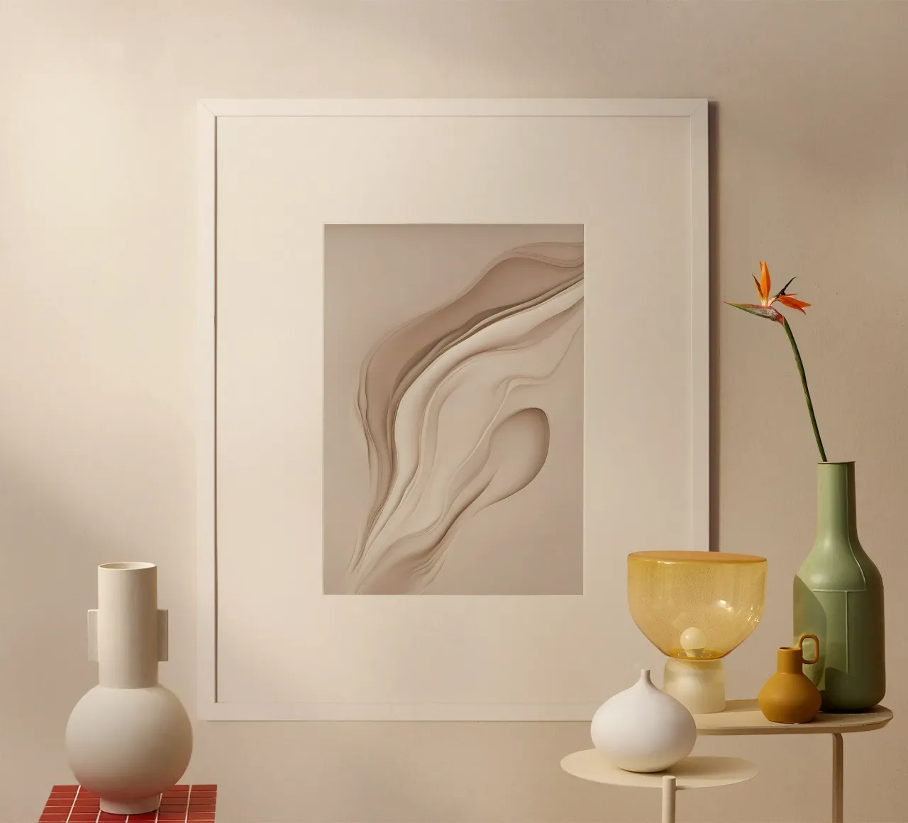 minimalismo beige (8) poster con telaio in plastica da mitaco