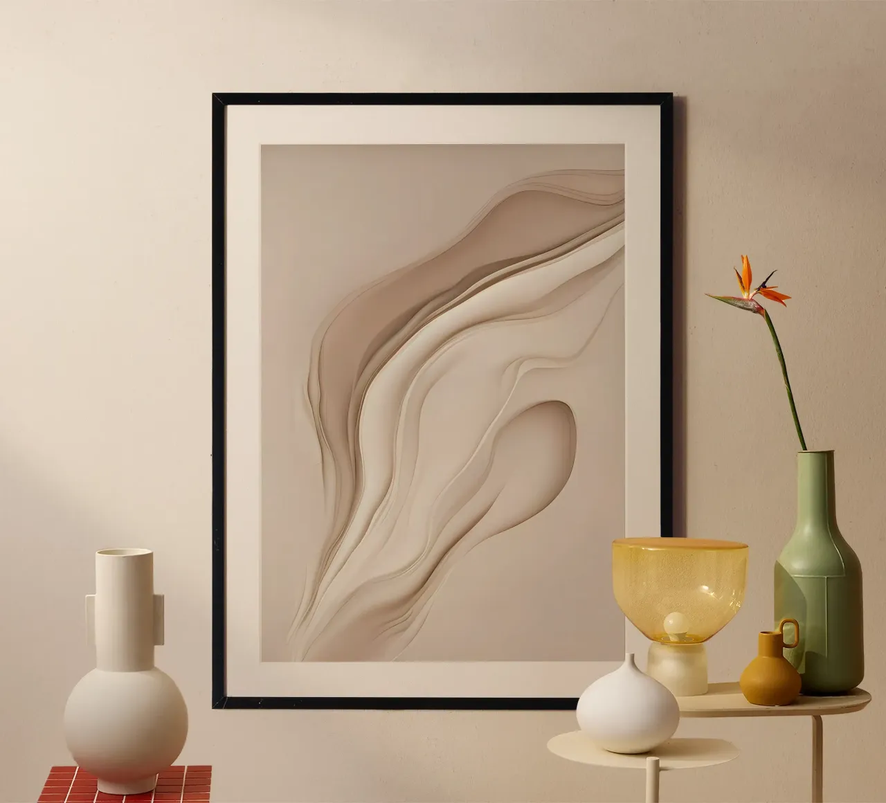 minimalismo beige (8) poster con telaio in plastica da mitaco