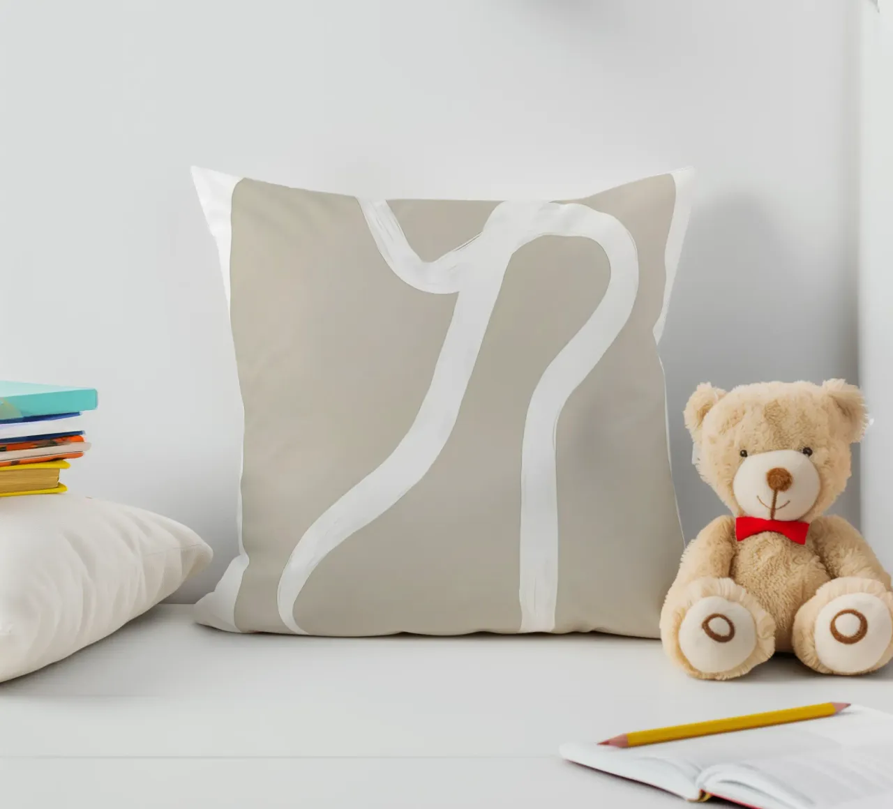 Beige decorative cushion by mitaco