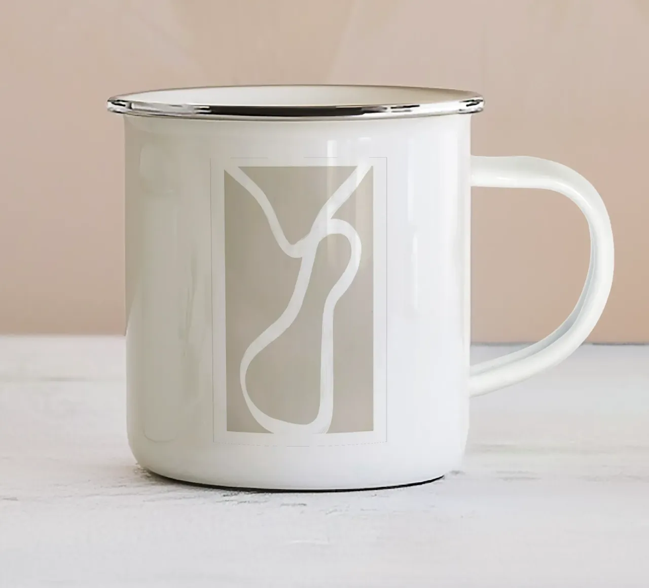Beige tazza in smalto da mitaco