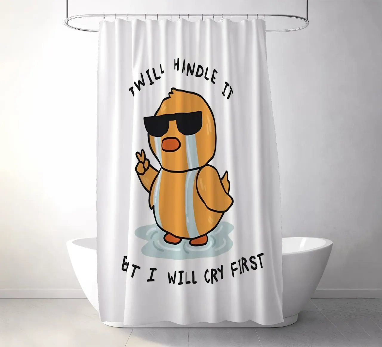 I will handle it but i will cry first shower curtain by Manhmai