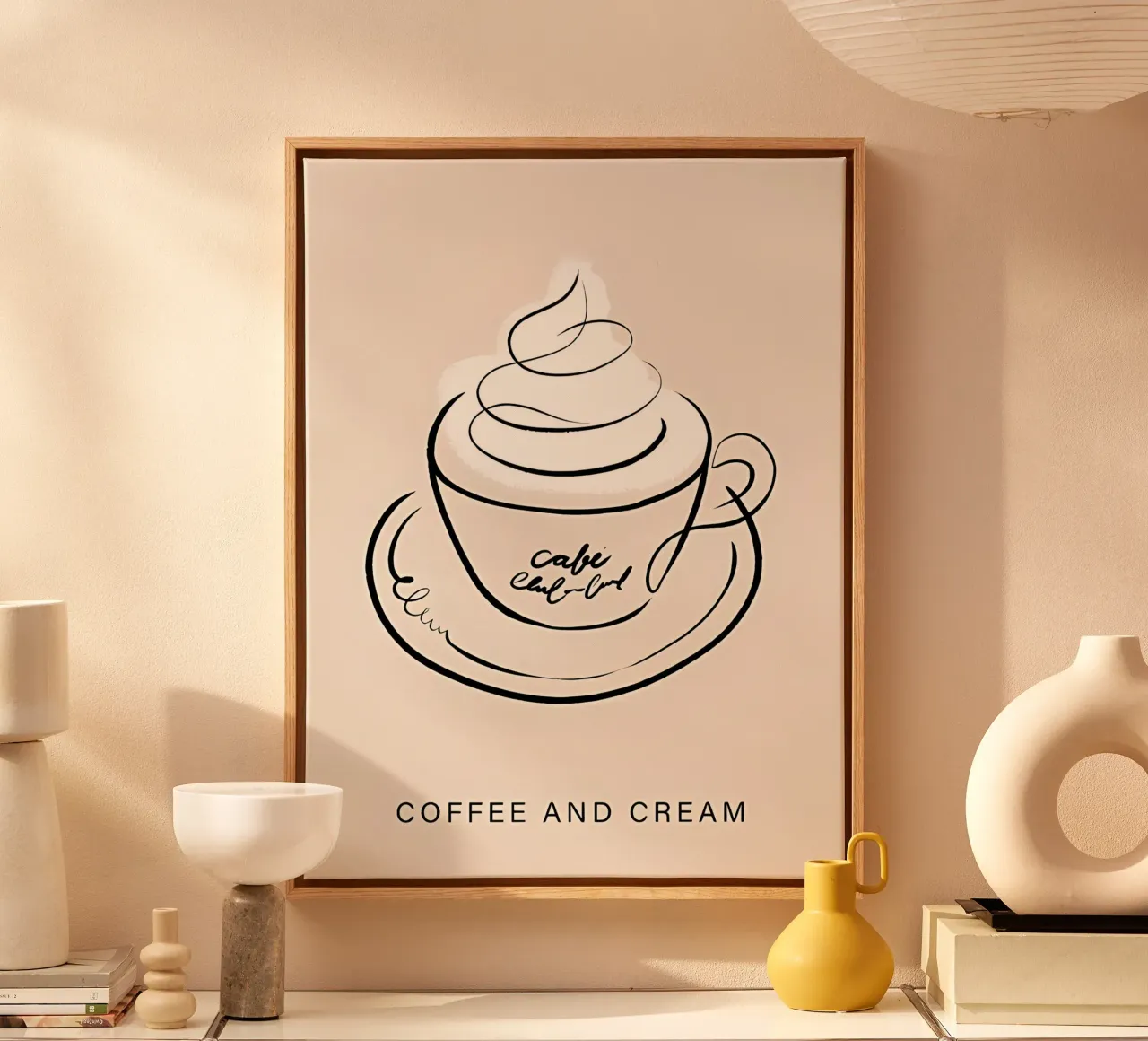 Caffè e panna tela con Cornice a cassetta da Manhmai