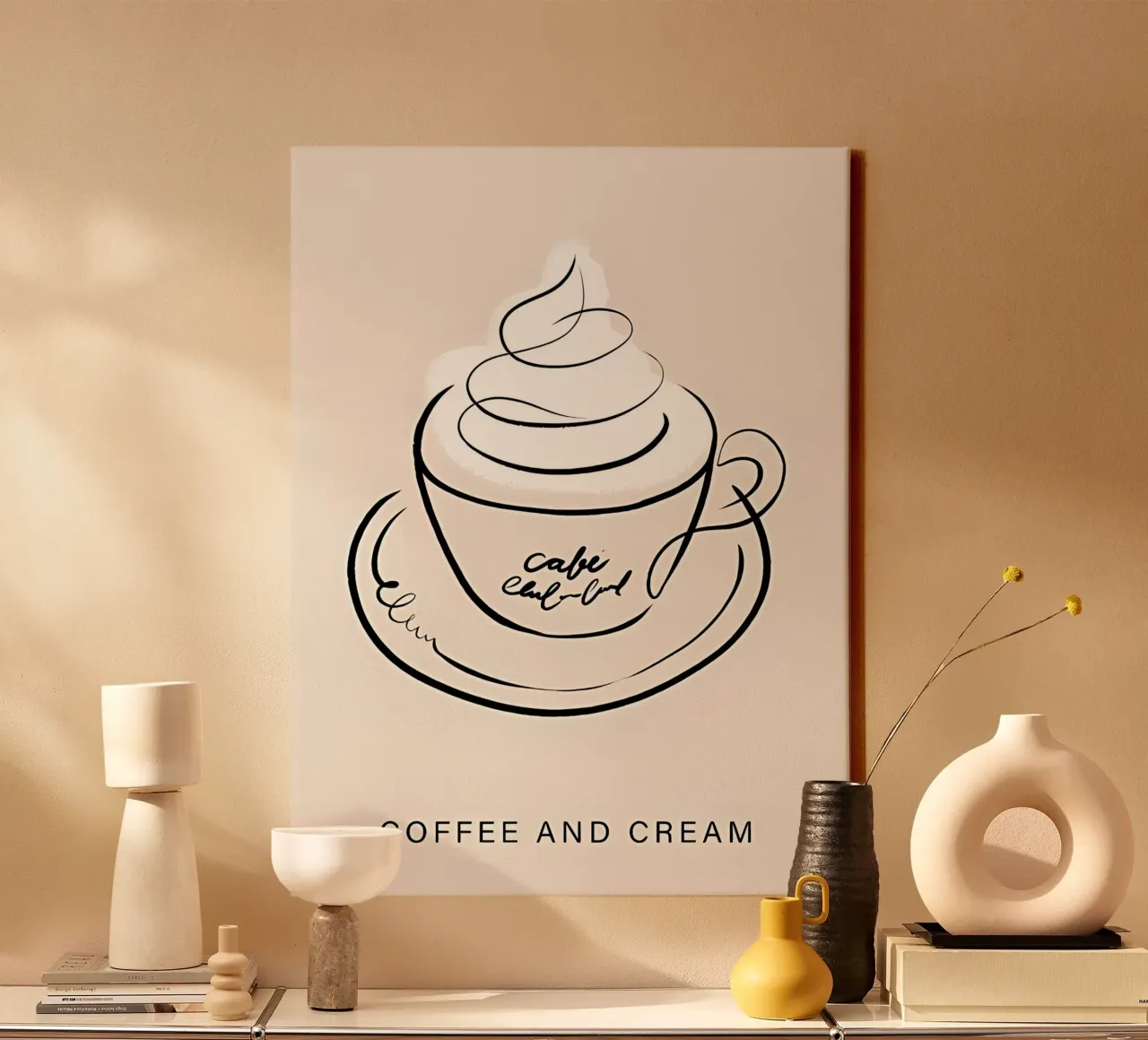 Caffè e panna tela con Cornice a cassetta da Manhmai