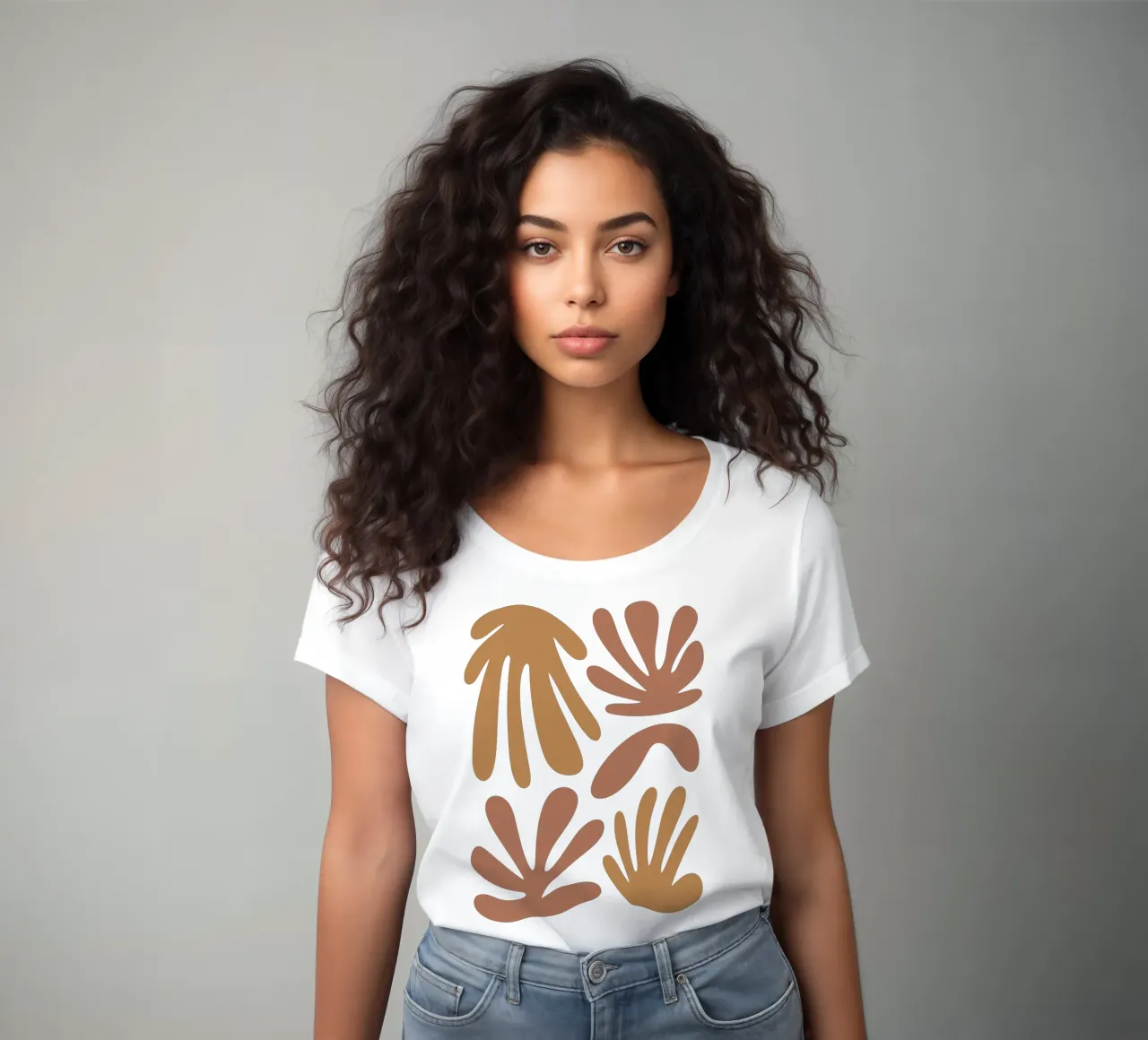 Boho Minimalist Leaves – Soft Pastel Botanical Design t-shirt da donna da Soleil Basque