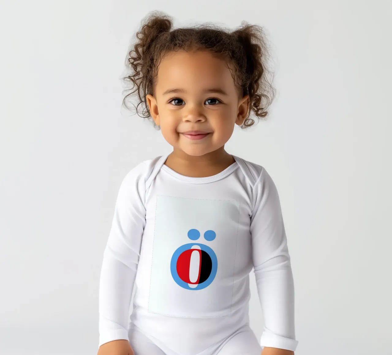 Cyan/Red Ö long-sleeve baby romper by Studio One