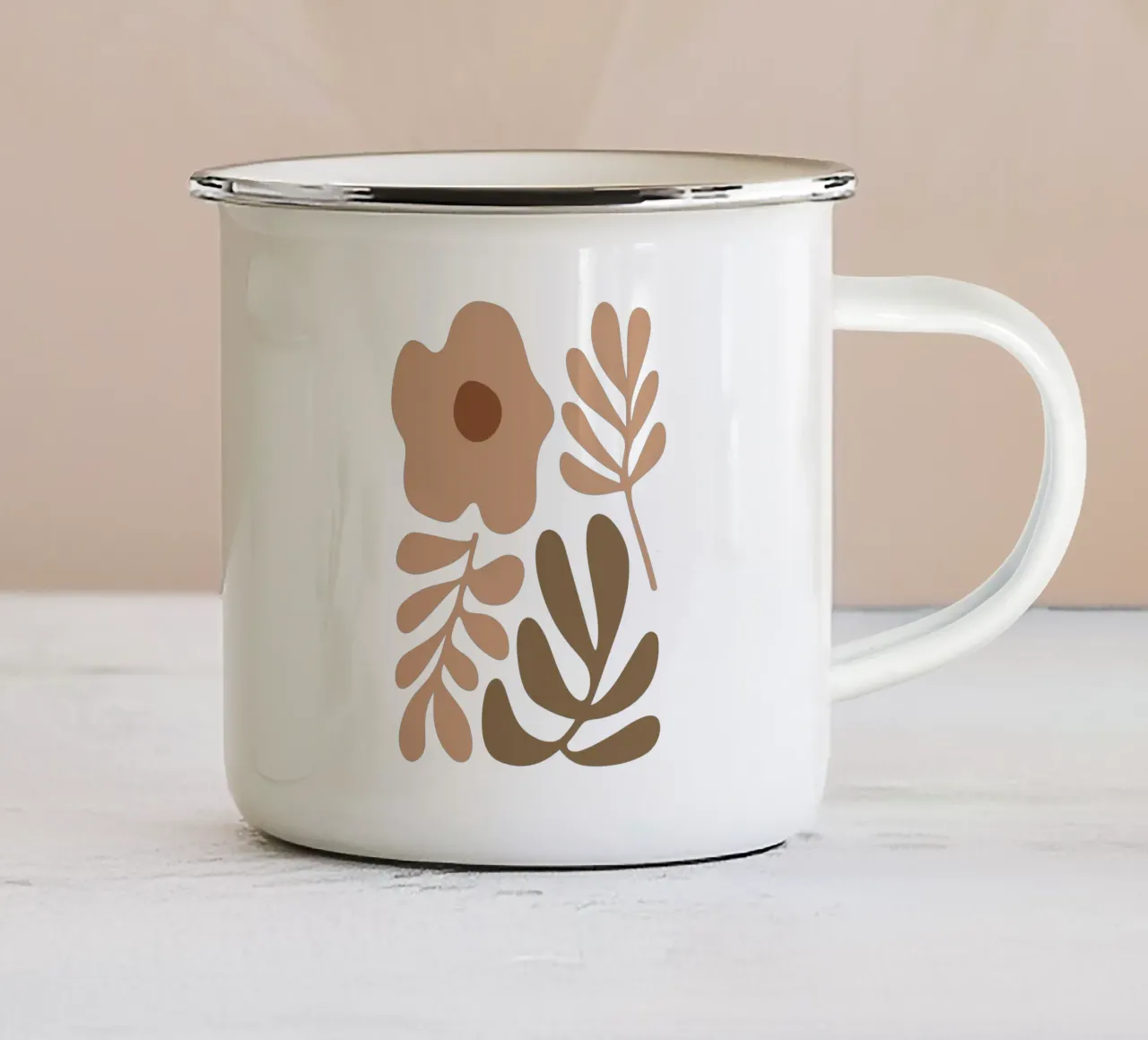 Boho Minimalist Foliage – Soft Pastel Botanical tazza in smalto da Soleil Basque