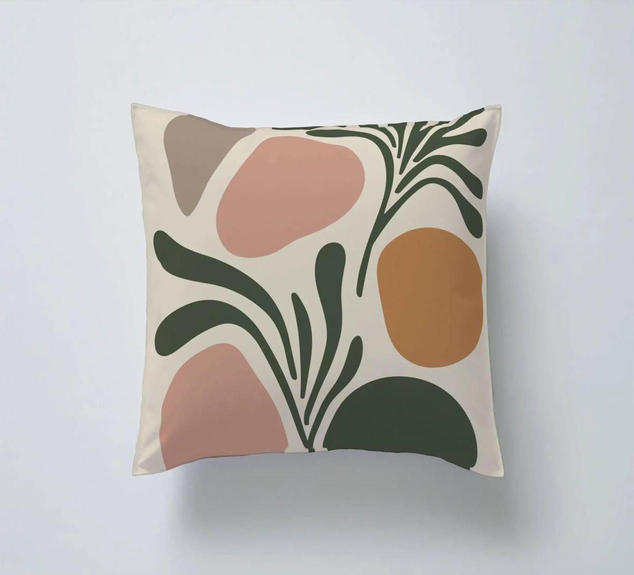 Boho Leaf & Abstract Shapes – Soft Pastel Minimalism cuscino da Soleil Basque