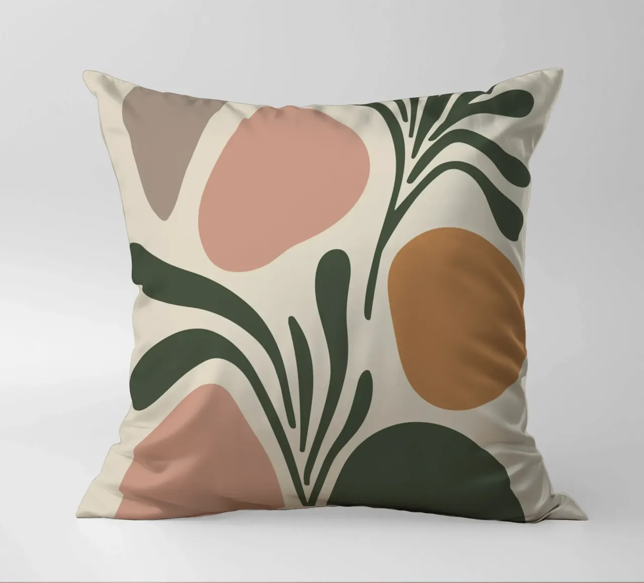Boho Leaf & Abstract Shapes – Soft Pastel Minimalism cuscino da Soleil Basque