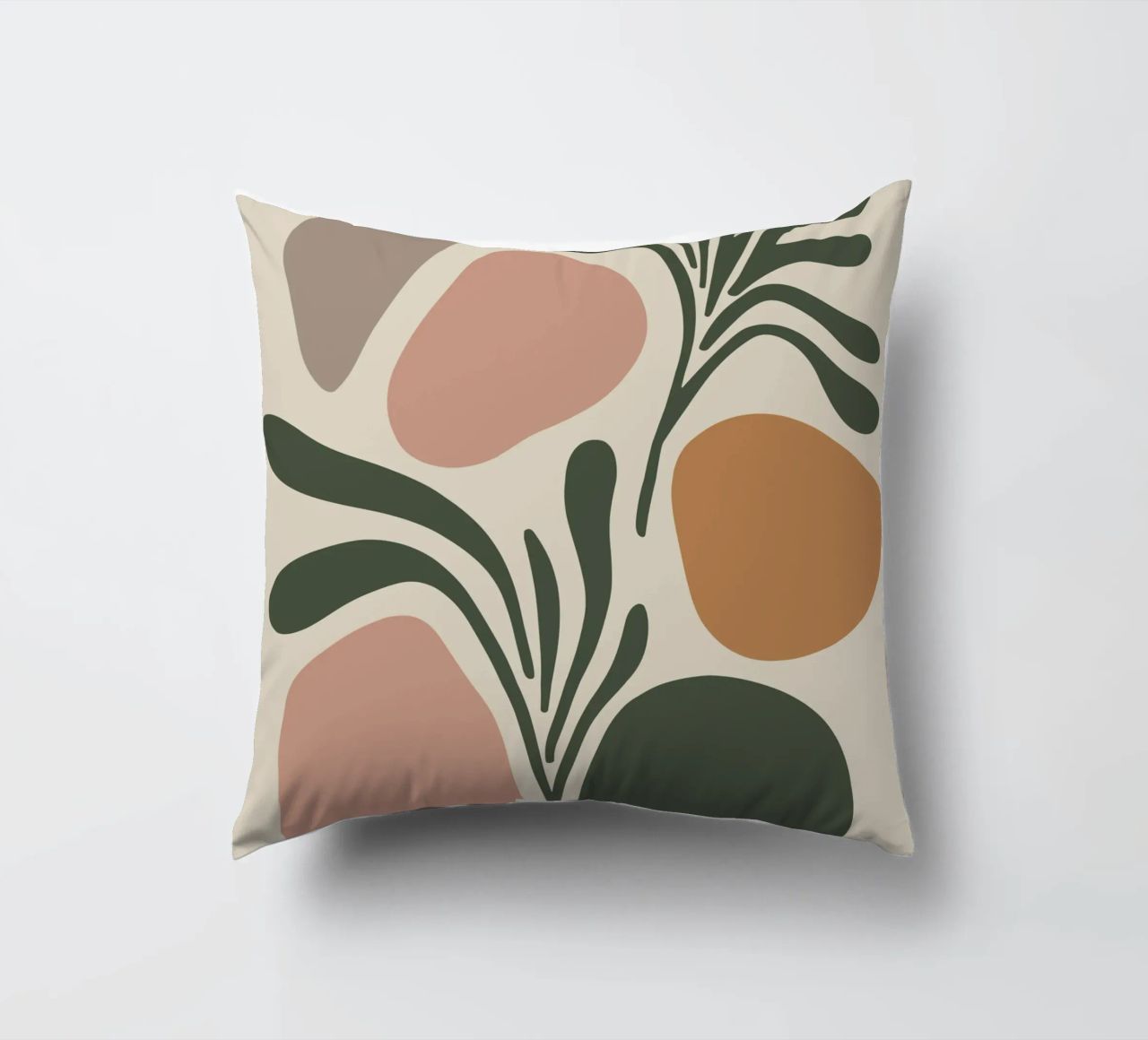 Boho Leaf & Abstract Shapes – Soft Pastel Minimalism cuscino da Soleil Basque