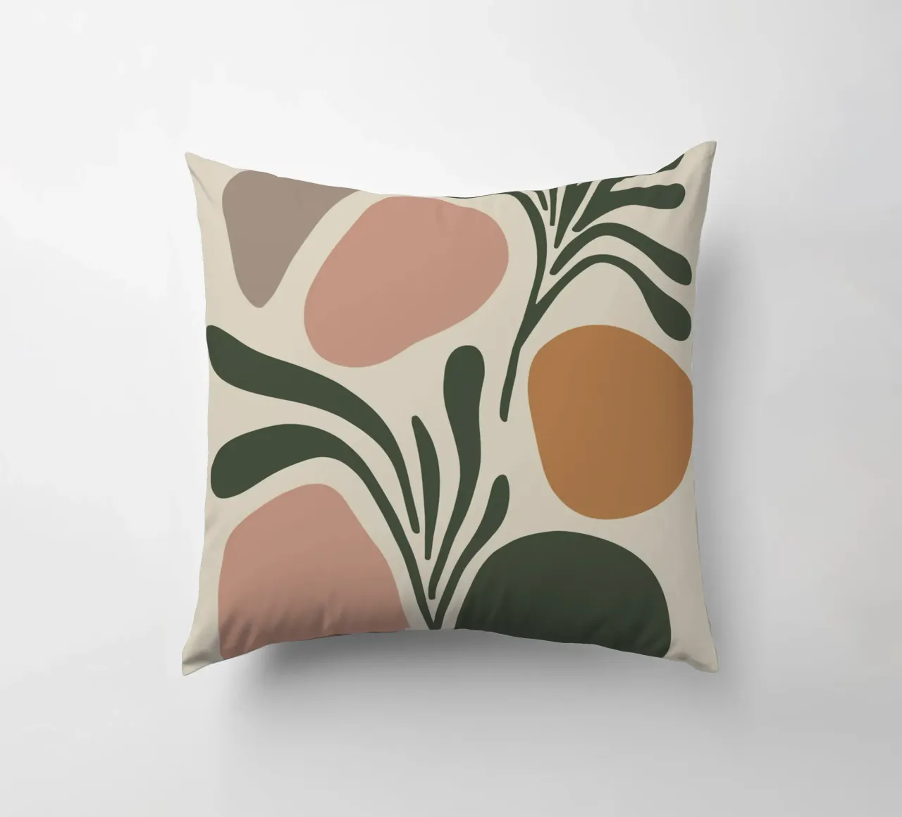 Boho Leaf & Abstract Shapes – Soft Pastel Minimalism decorative cushion by Soleil Basque