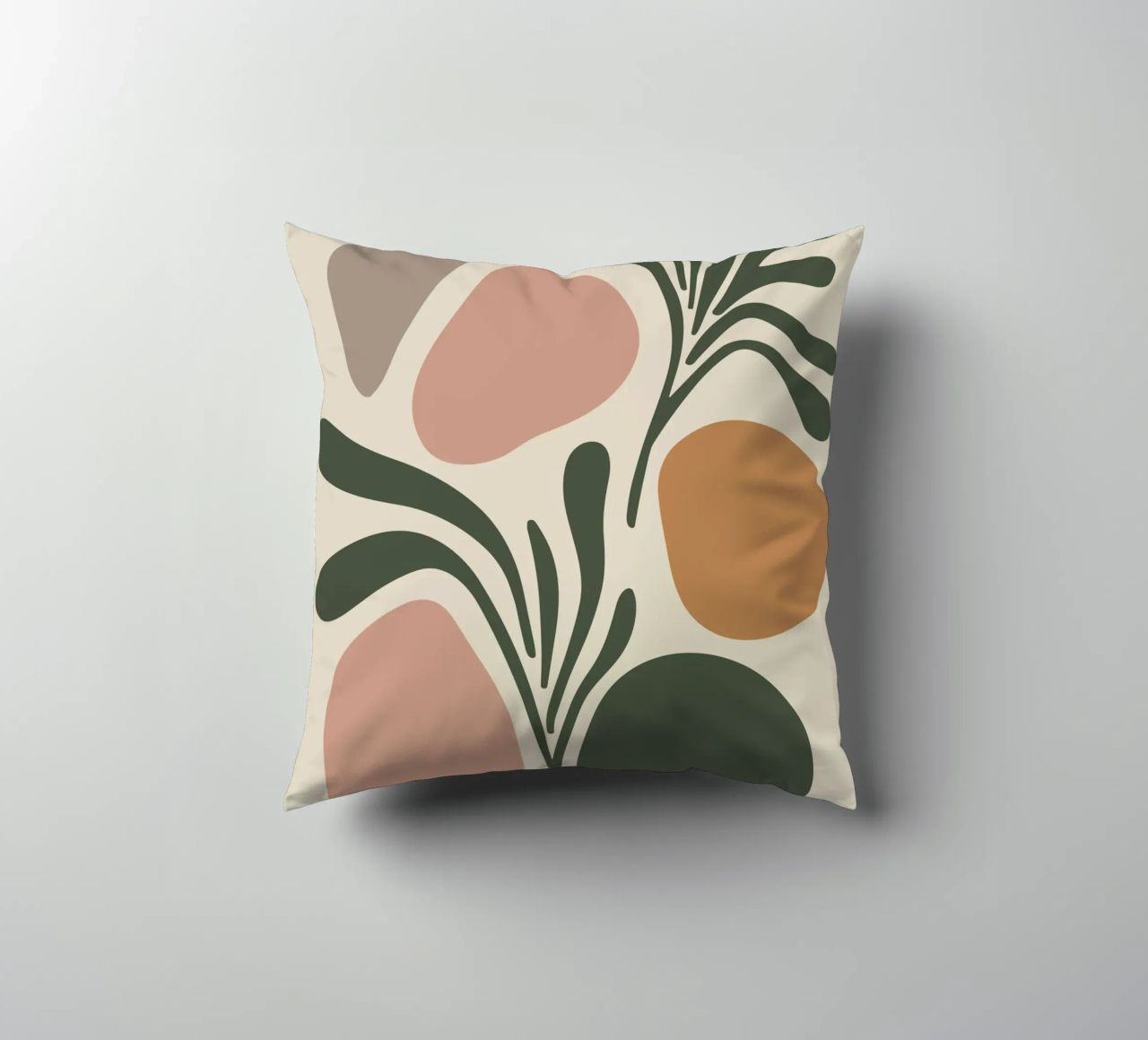 Boho Leaf & Abstract Shapes – Soft Pastel Minimalism cuscino da Soleil Basque