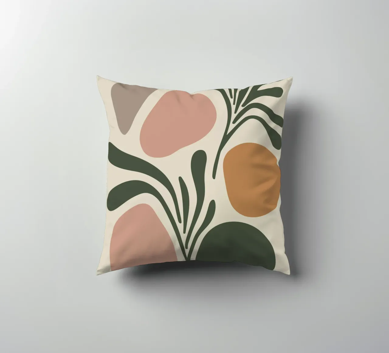 Boho Leaf & Abstract Shapes – Soft Pastel Minimalism Kissen von Soleil Basque