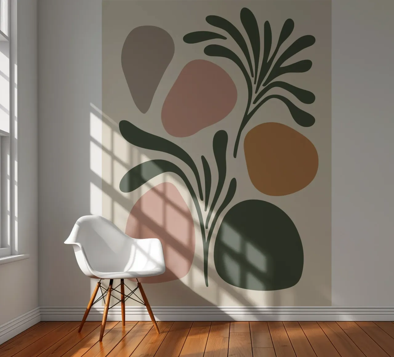 Boho Leaf & Abstract Shapes – Soft Pastel Minimalism papel para pared de Soleil Basque