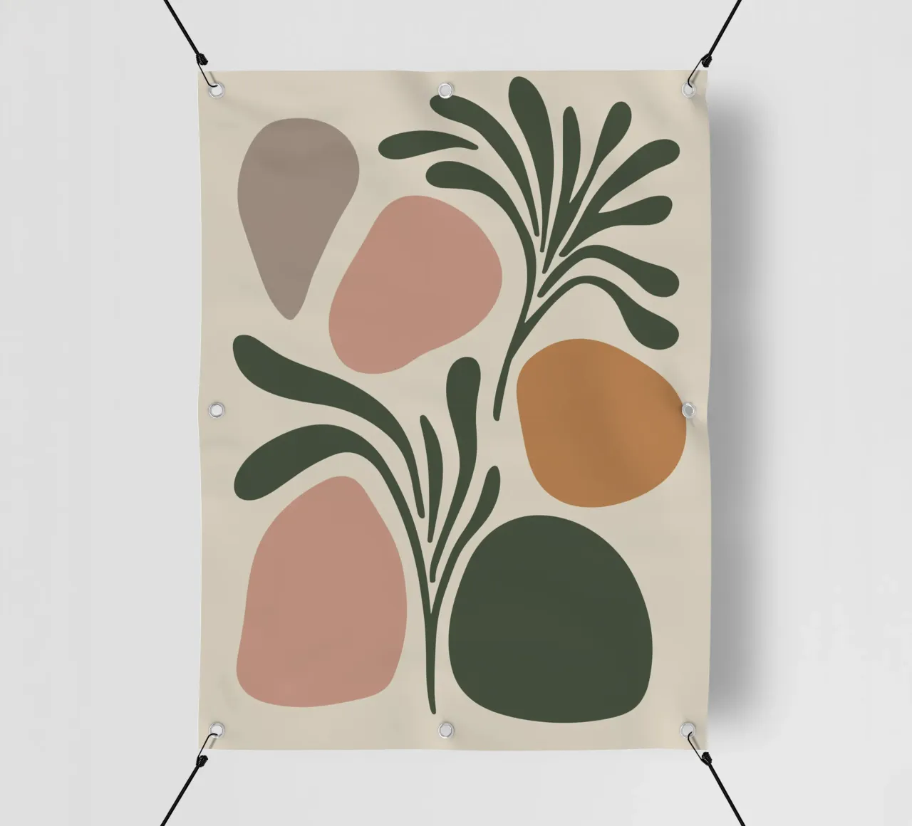 Boho Leaf & Abstract Shapes – Soft Pastel Minimalism telo in pvc da Soleil Basque