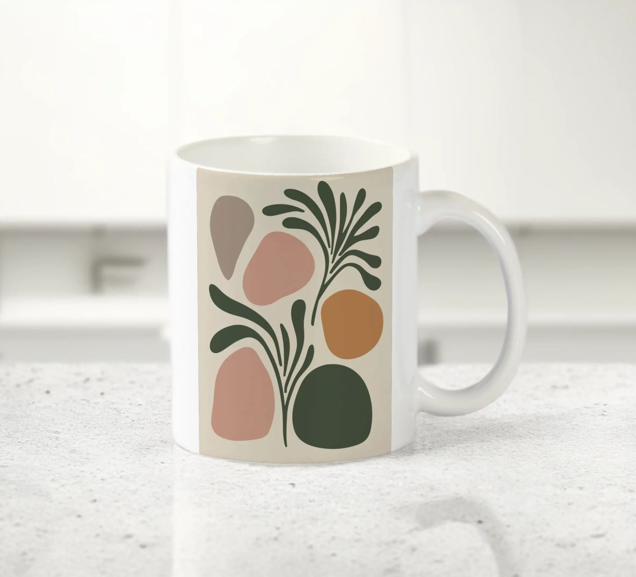 Boho Leaf & Abstract Shapes – Soft Pastel Minimalism tazza in ceramica da Soleil Basque