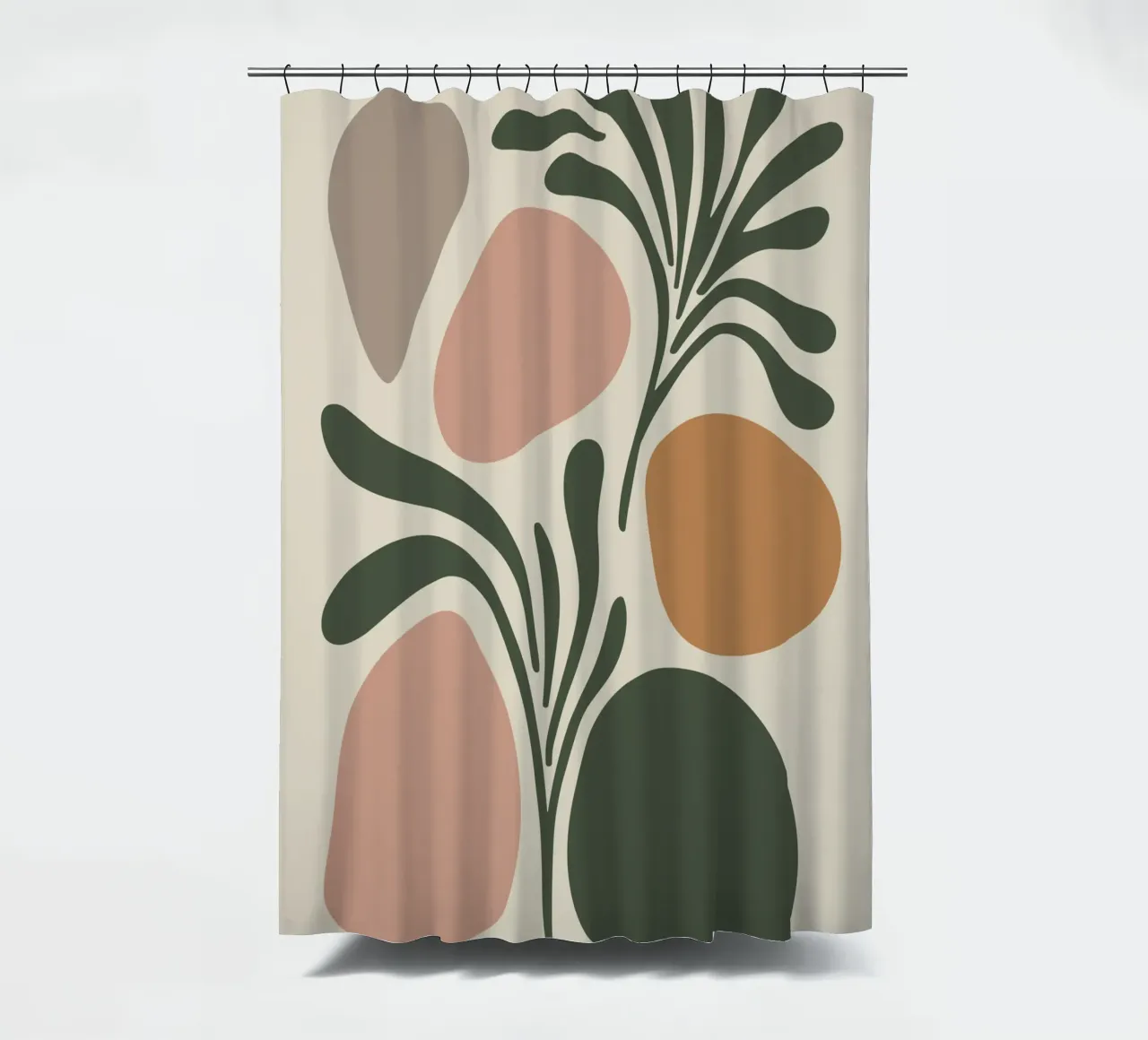 Boho Leaf & Abstract Shapes – Soft Pastel Minimalism tenda da doccia da Soleil Basque