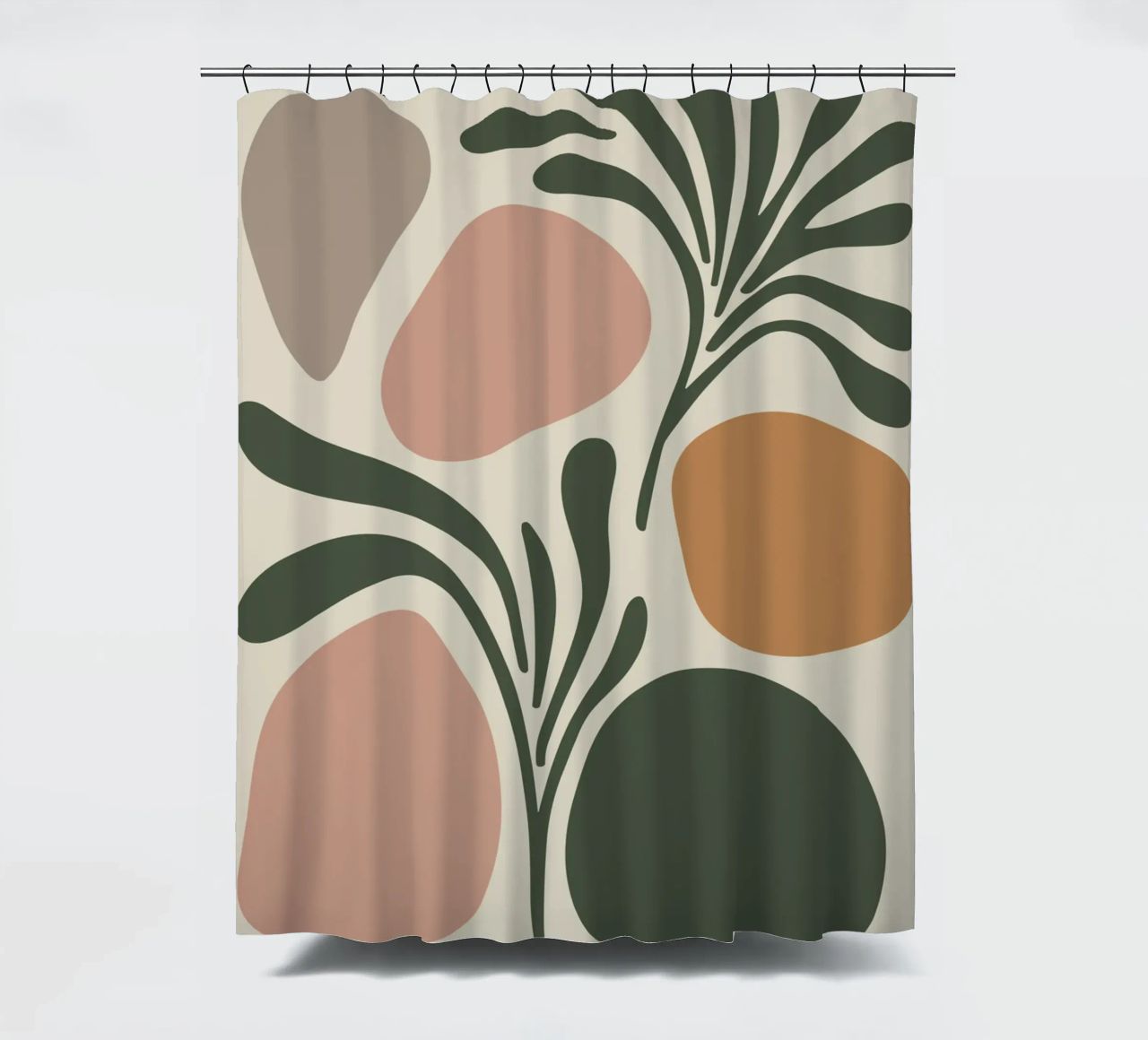 Boho Leaf & Abstract Shapes – Soft Pastel Minimalism tenda da doccia da Soleil Basque