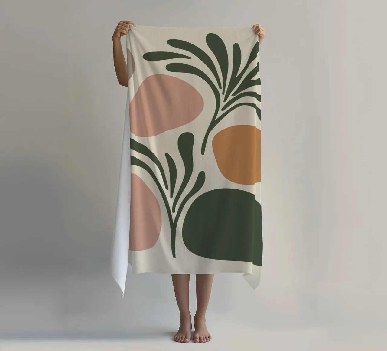 Boho Leaf & Abstract Shapes – Soft Pastel Minimalism telo mare da Soleil Basque