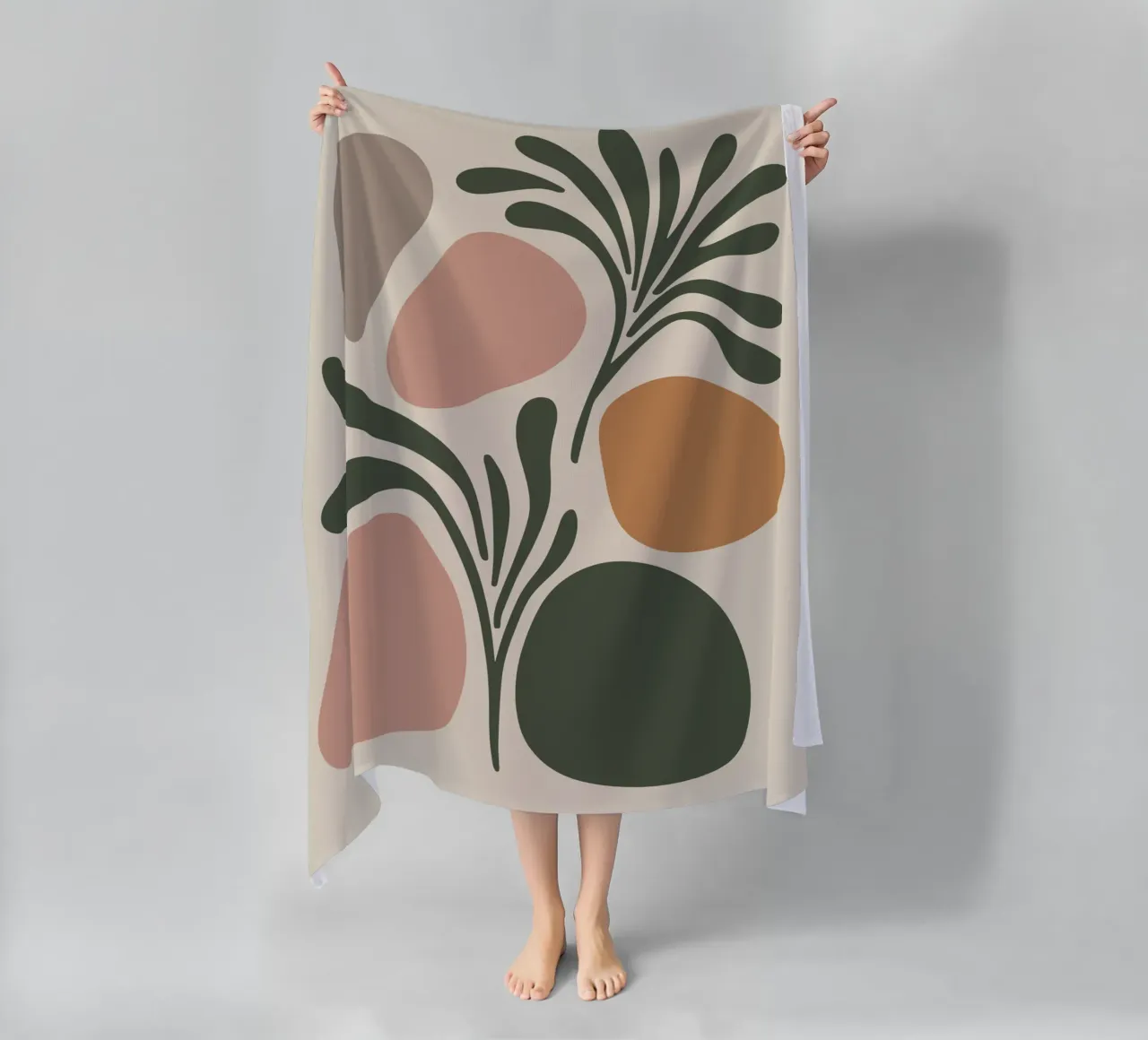Boho Leaf & Abstract Shapes – Soft Pastel Minimalism telo mare da Soleil Basque