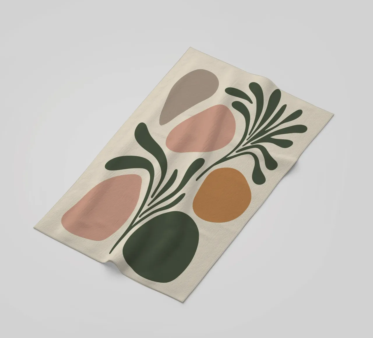 Boho Leaf & Abstract Shapes – Soft Pastel Minimalism telo mare da Soleil Basque