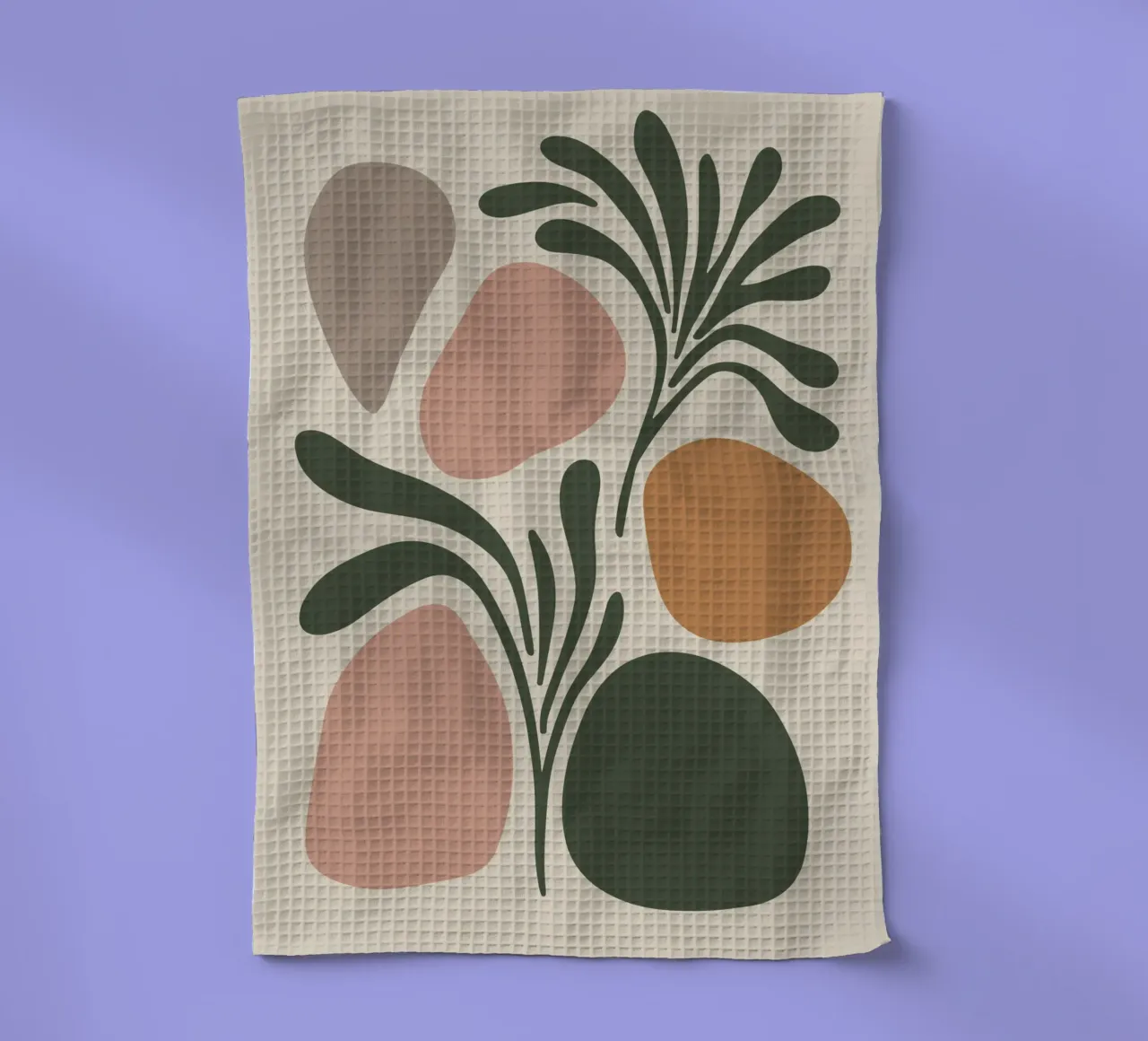 Boho Leaf & Abstract Shapes – Soft Pastel Minimalism paño de cocina de Soleil Basque