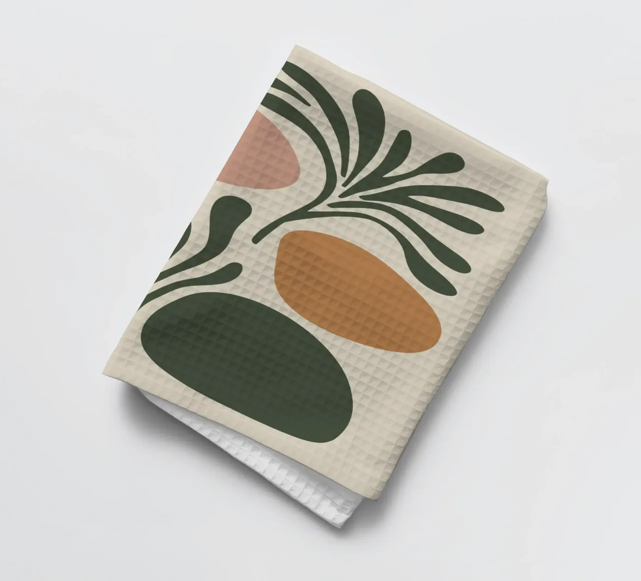 Boho Leaf & Abstract Shapes – Soft Pastel Minimalism torchon de Soleil Basque