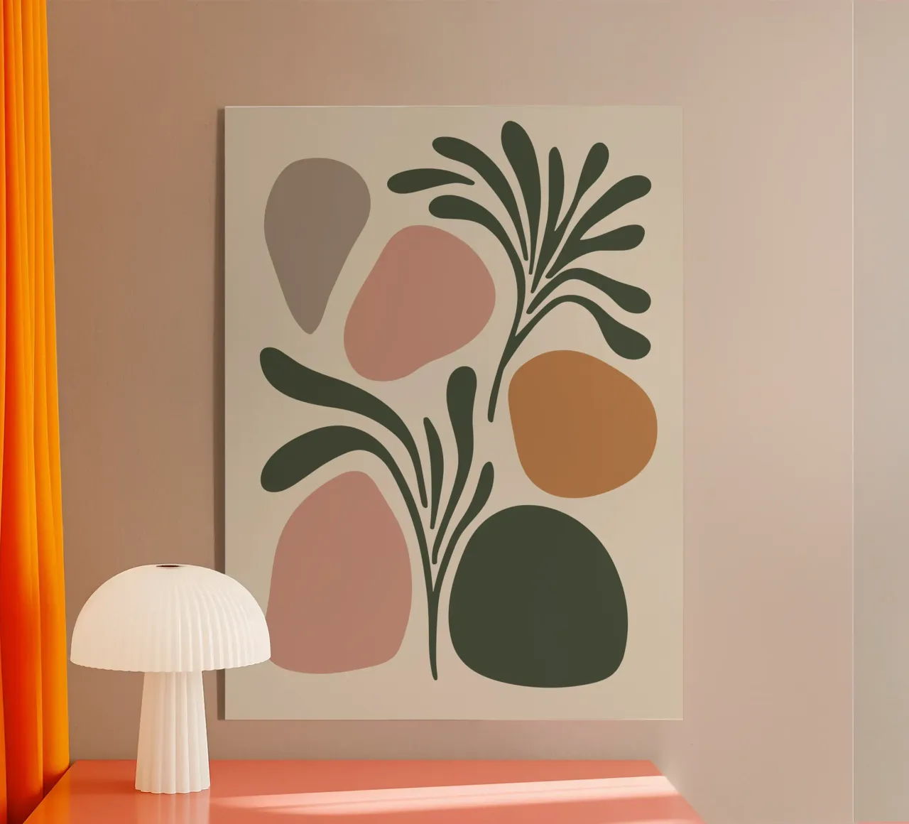 Boho Leaf & Abstract Shapes – Soft Pastel Minimalism Acryl-Glas von Soleil Basque