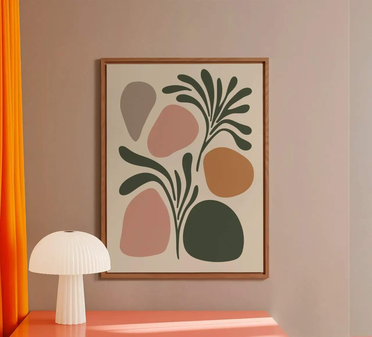 Boho Leaf & Abstract Shapes – Soft Pastel Minimalism alluminio dibond da Soleil Basque