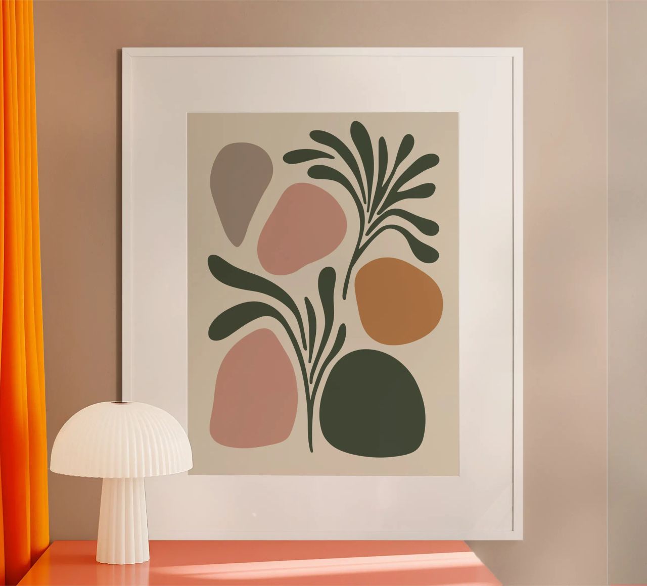 Boho Leaf & Abstract Shapes – Soft Pastel Minimalism Poster von Soleil Basque