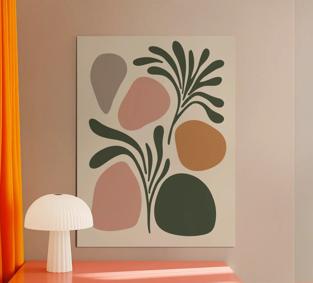 Boho Leaf & Abstract Shapes – Soft Pastel Minimalism hahnemühle de Soleil Basque