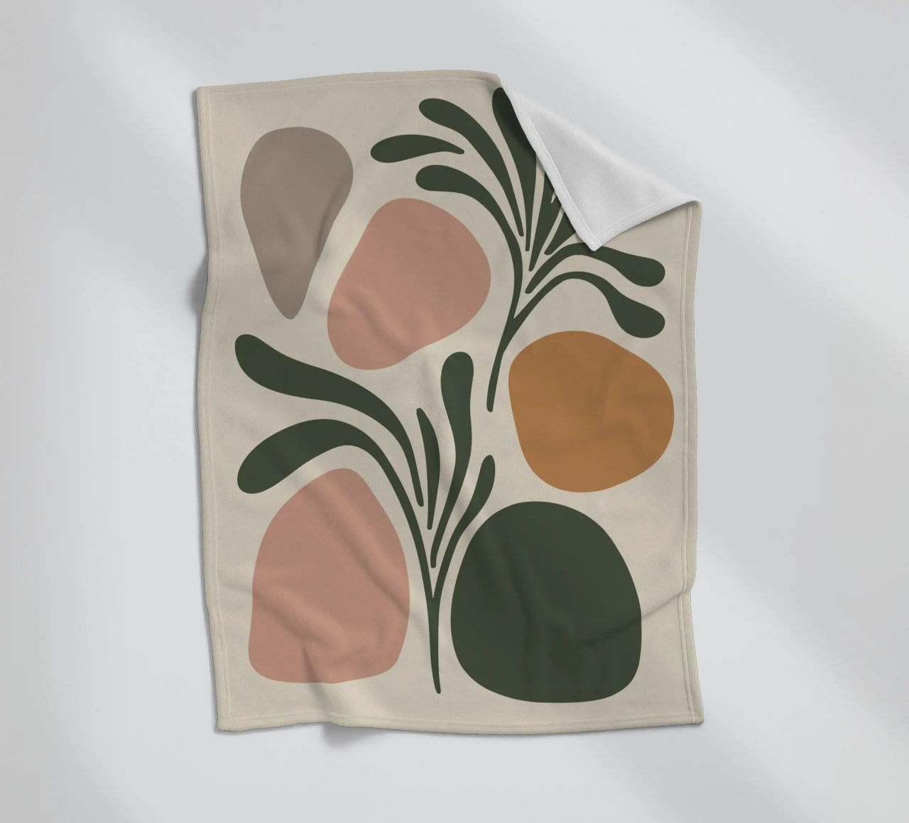 Boho Leaf & Abstract Shapes – Soft Pastel Minimalism coperta in pile da Soleil Basque