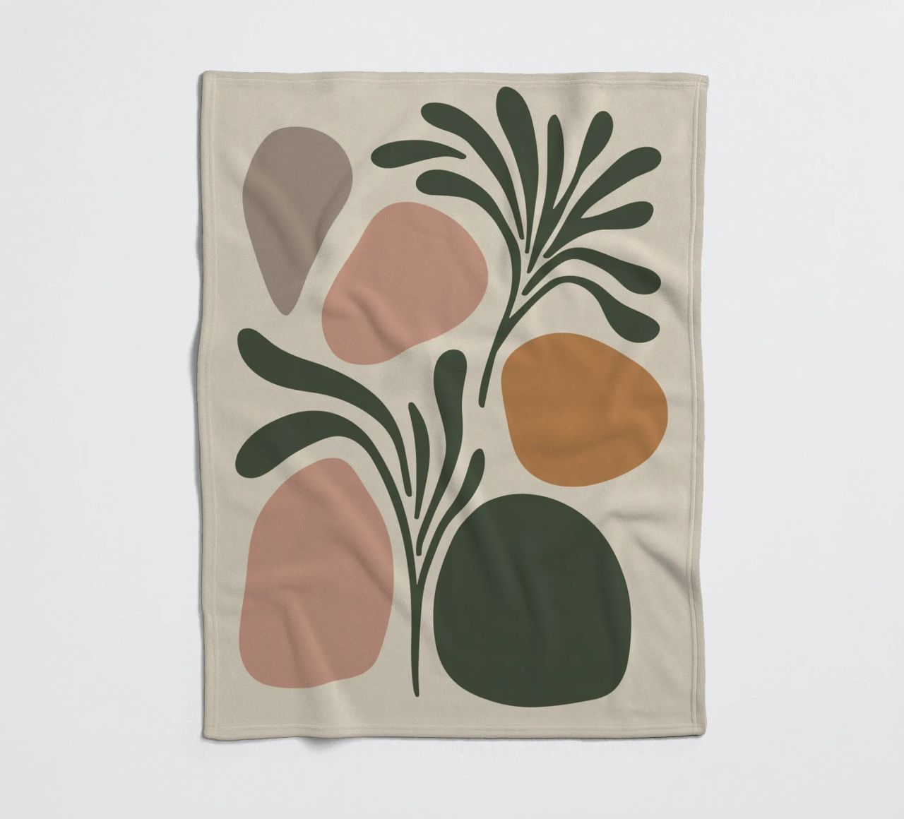 Boho Leaf & Abstract Shapes – Soft Pastel Minimalism coperta in pile da Soleil Basque