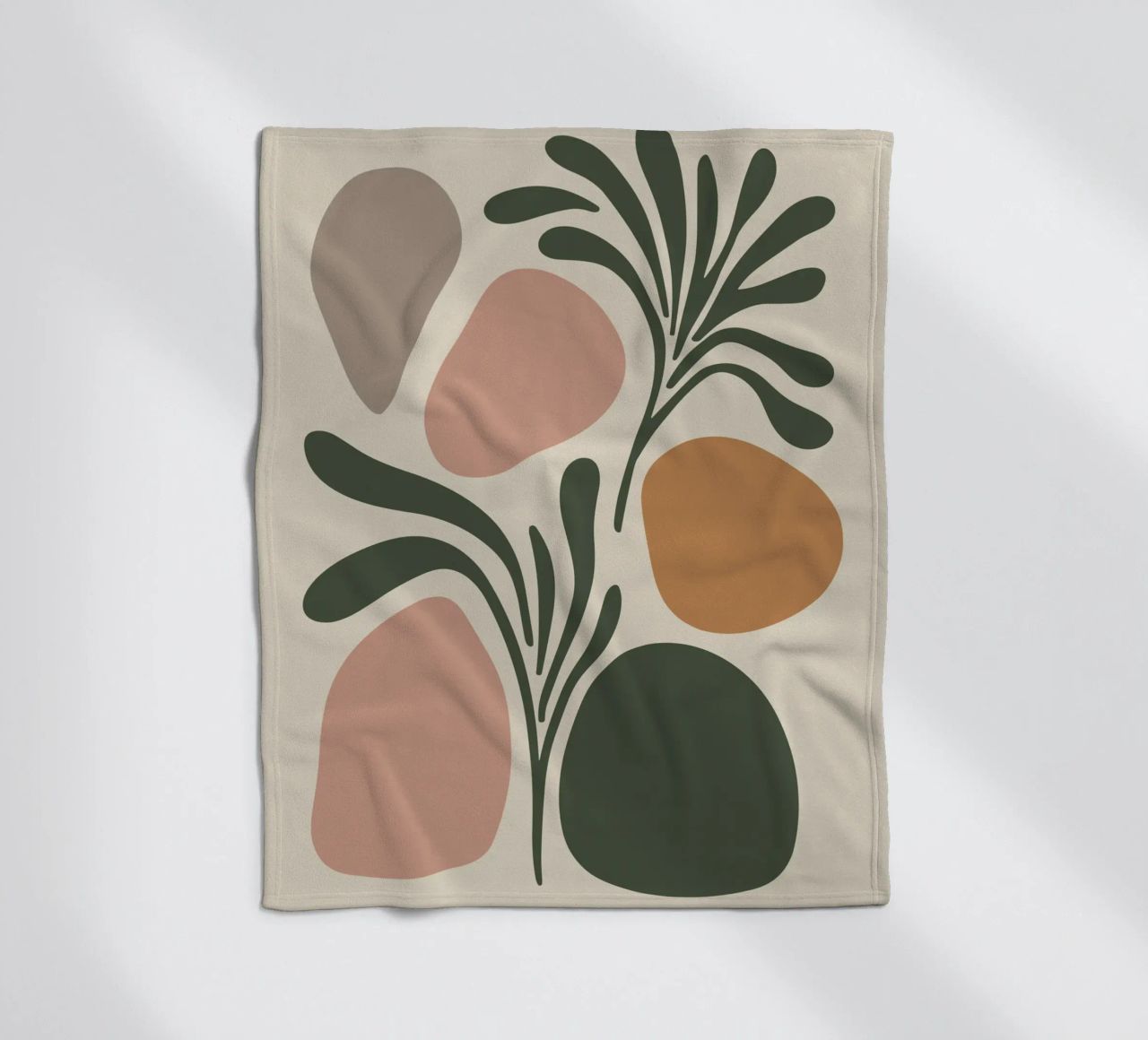 Boho Leaf & Abstract Shapes – Soft Pastel Minimalism coperta in pile da Soleil Basque