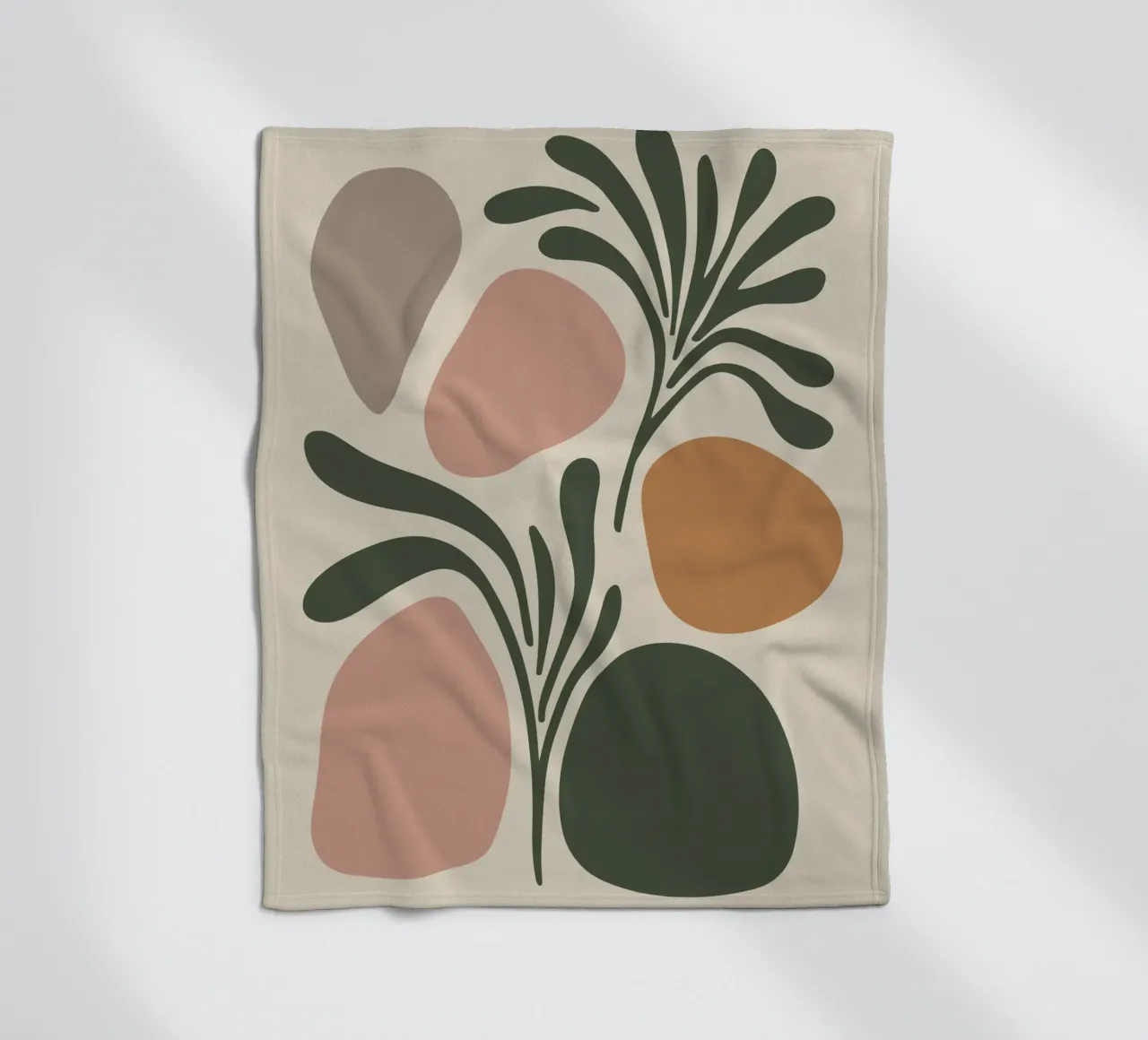 Boho Leaf & Abstract Shapes – Soft Pastel Minimalism Fleecedecke von Soleil Basque