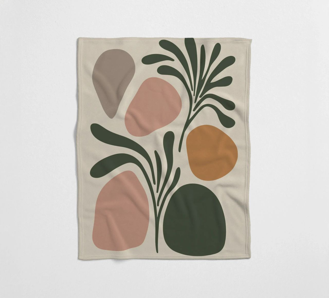Boho Leaf & Abstract Shapes – Soft Pastel Minimalism coperta in pile da Soleil Basque