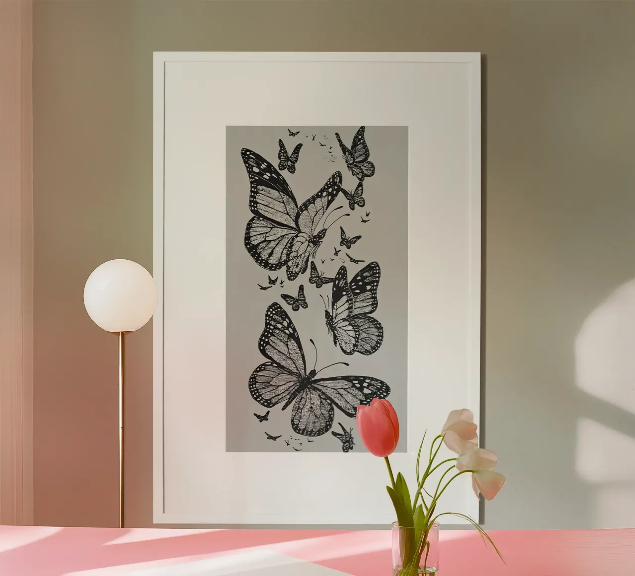 Zeichnung_ Monarchschmetterlinge Poster von mitaco