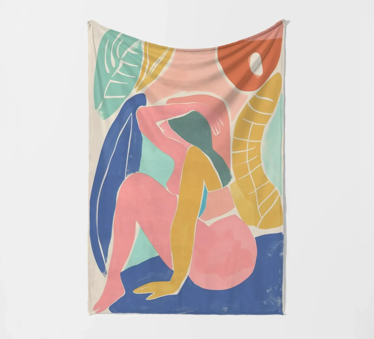 Weibliche Sitzpose Fleecedecke von Carinaprint