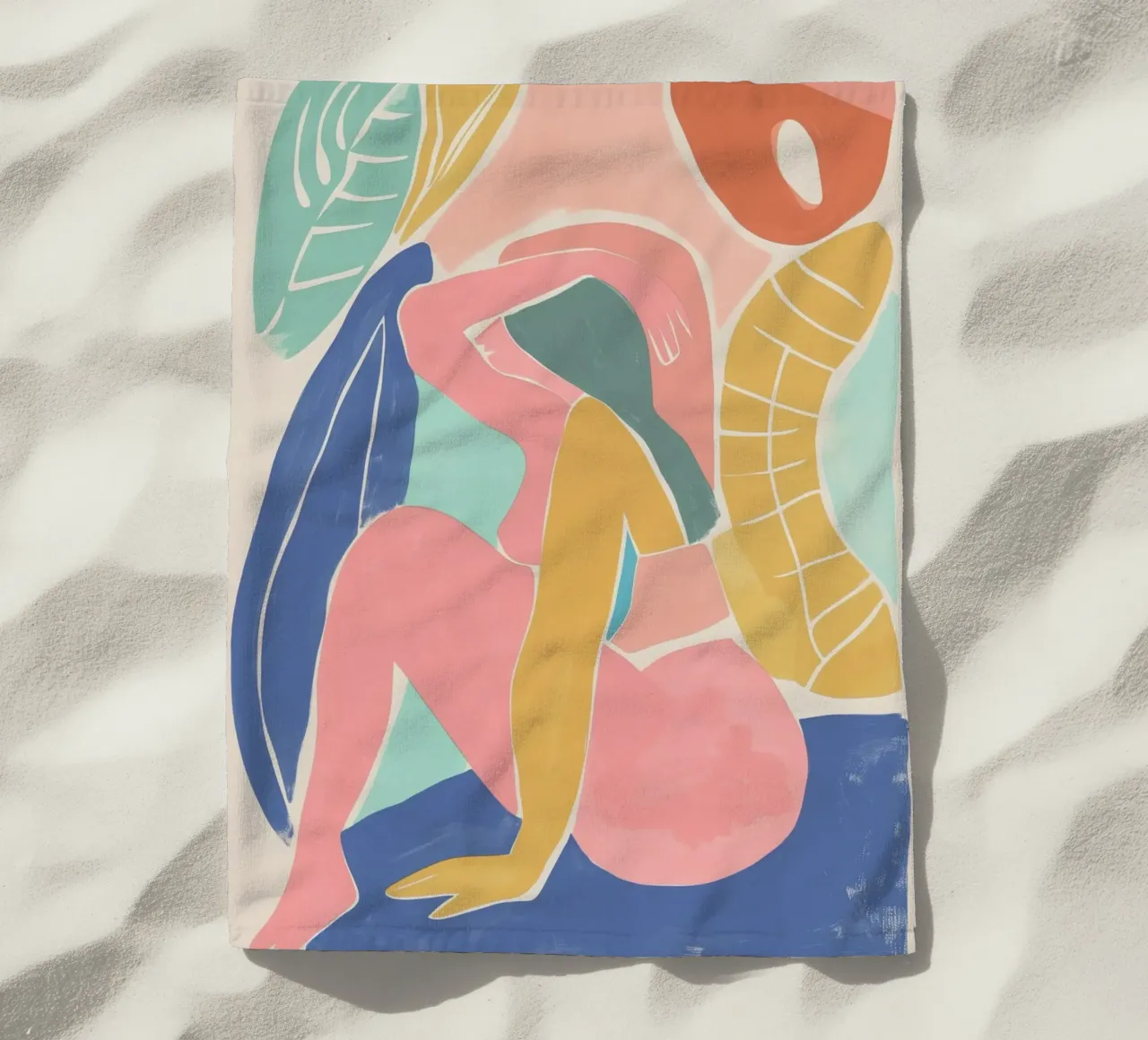 Female sitting pose beach towel by Carinaprint