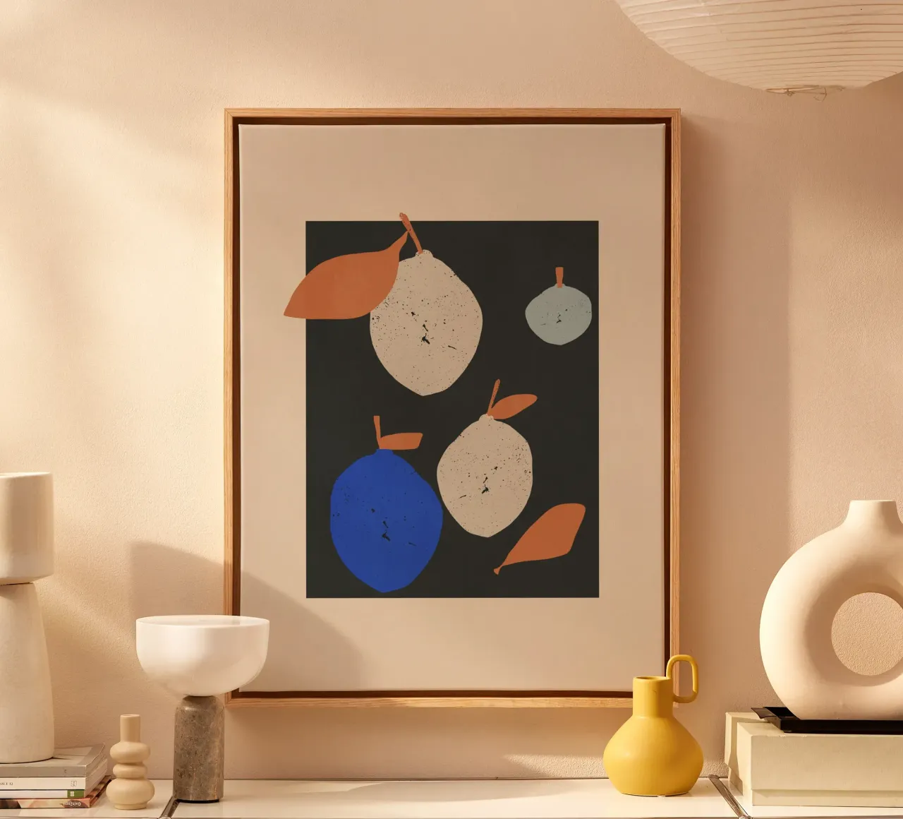 Minimalist Abstract Lemons 2 canvas with Floater frame by LeaDArt