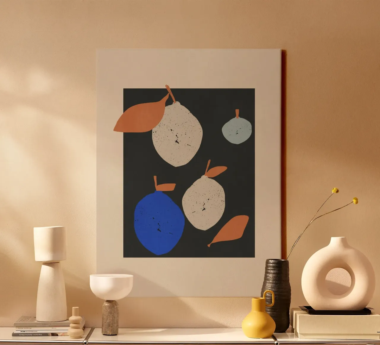 Minimalist Abstract Lemons 2 canvas with Floater frame by LeaDArt