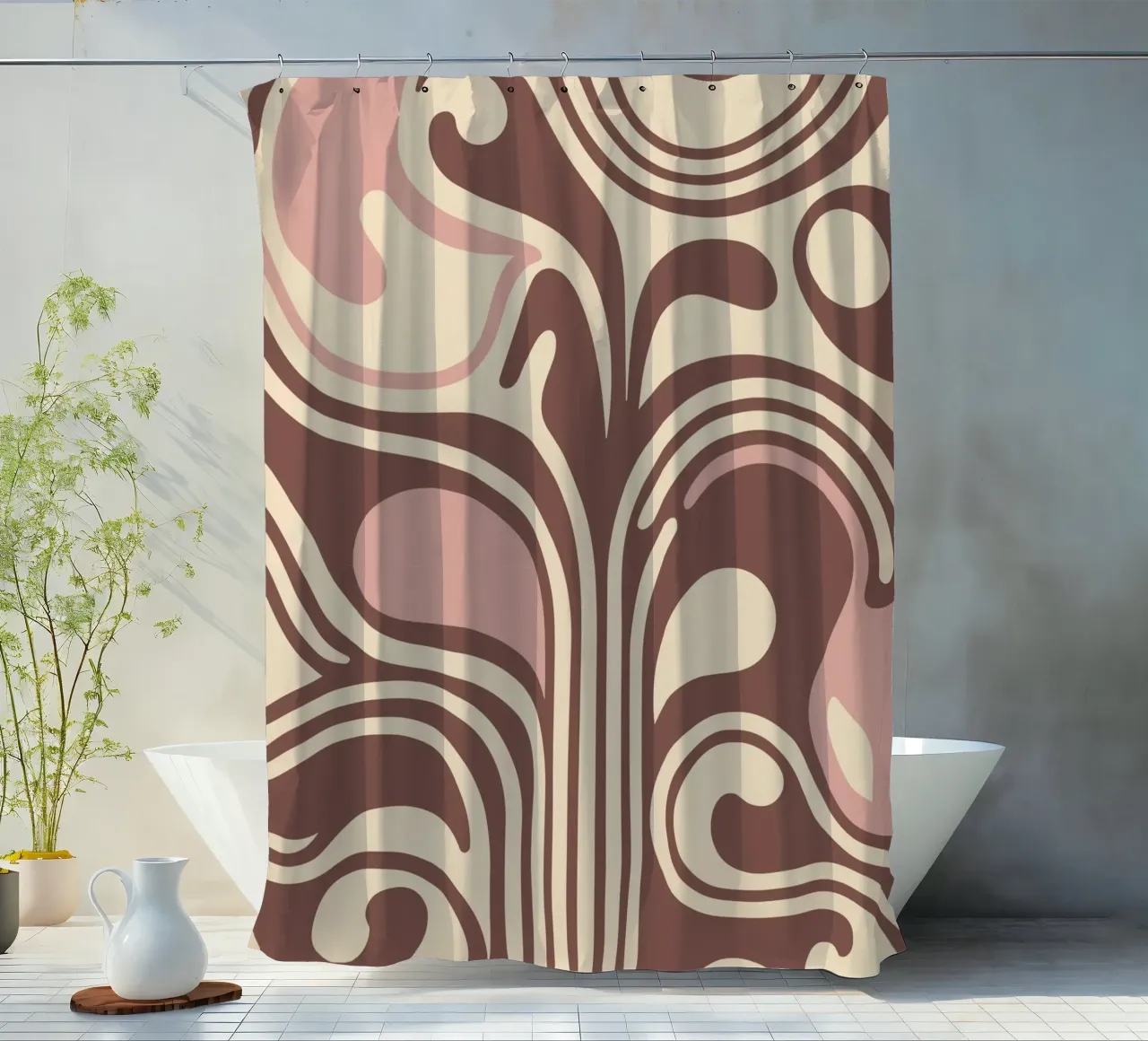 Boho Flow – Abstract Earthy Pastel Design tenda da doccia da Soleil Basque