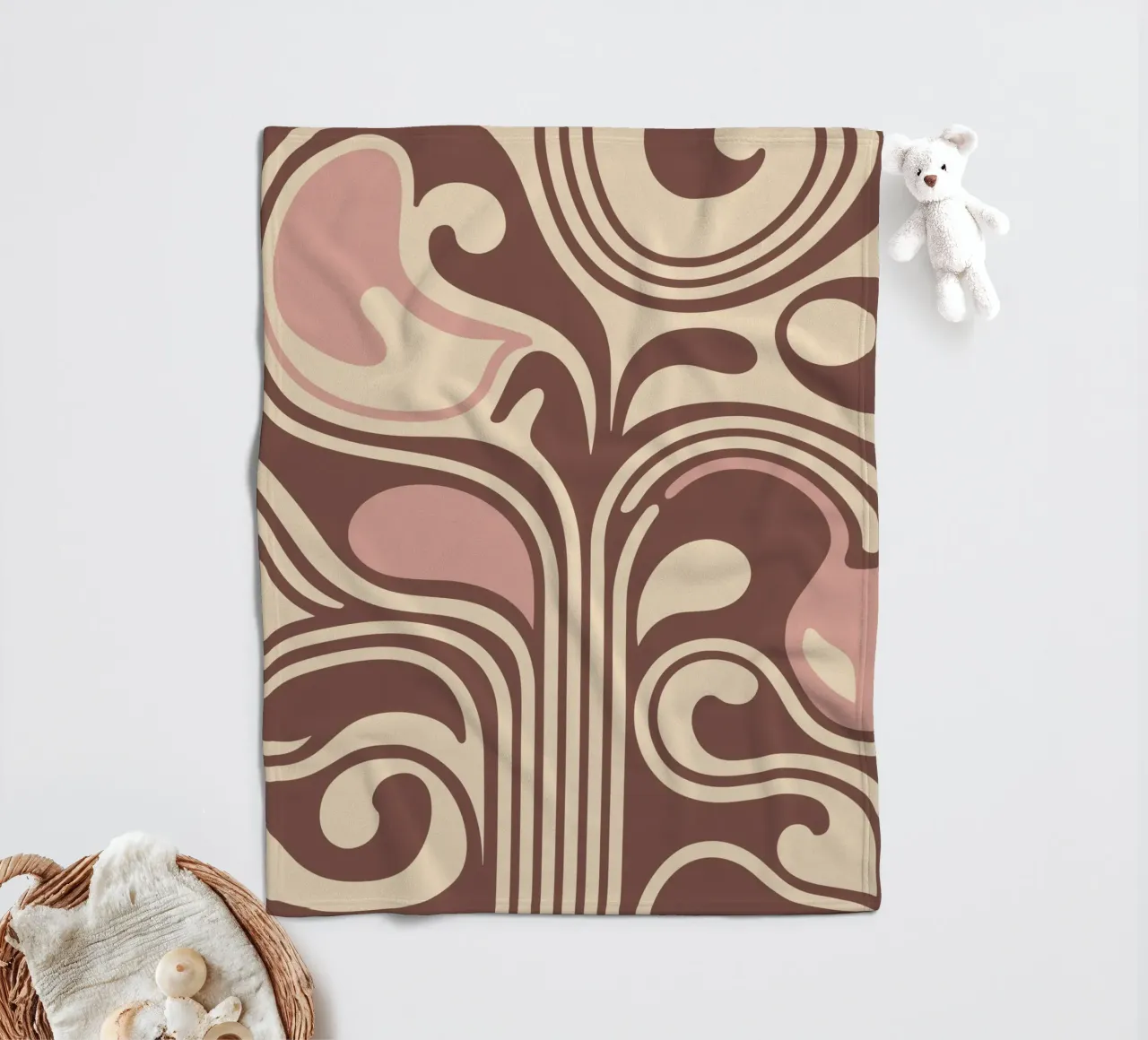 Boho Flow – Abstract Earthy Pastel Design coperta in pile da Soleil Basque