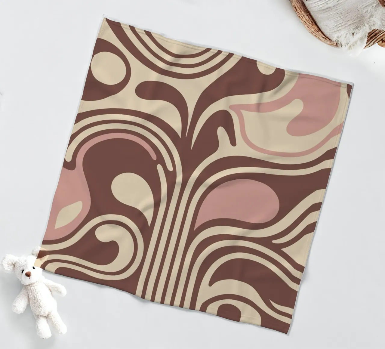 Boho Flow – Abstract Earthy Pastel Design coperta in pile da Soleil Basque