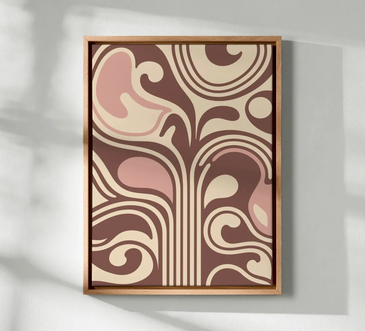 Boho Flow – Abstract Earthy Pastel Design canvas with Floater frame by Soleil Basque
